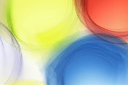 Абстрактный фон с плавными полупрозрачными волнами желтого, оранжевого и синего цвета